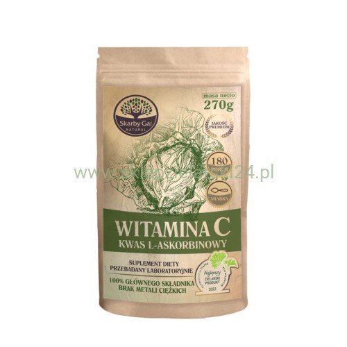 Witamina C z kapusty 270g (Kwas L- Askorbinowy) w proszku Skarby Gai - przód