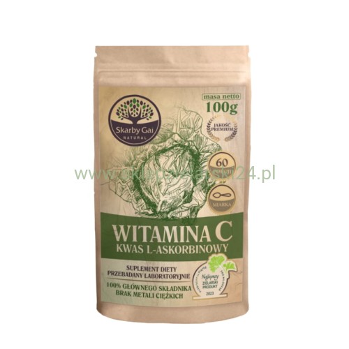Witamina C z kapusty 100g (Kwas L- Askorbinowy) w proszku Skarby Gai - przód