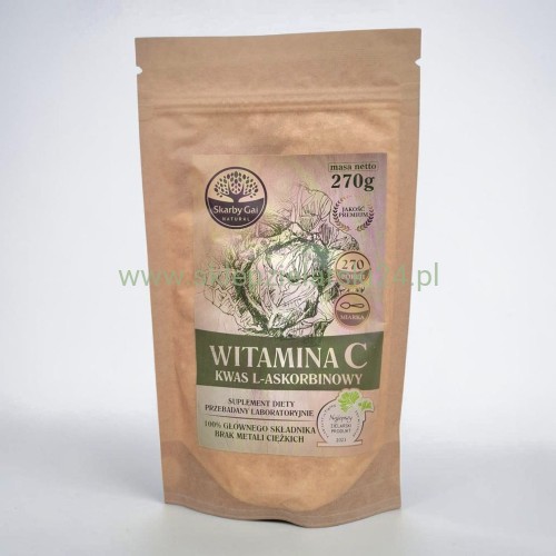 Witamina C z kapusty 270g (Kwas L- Askorbinowy) w proszku Skarby Gai - przód
